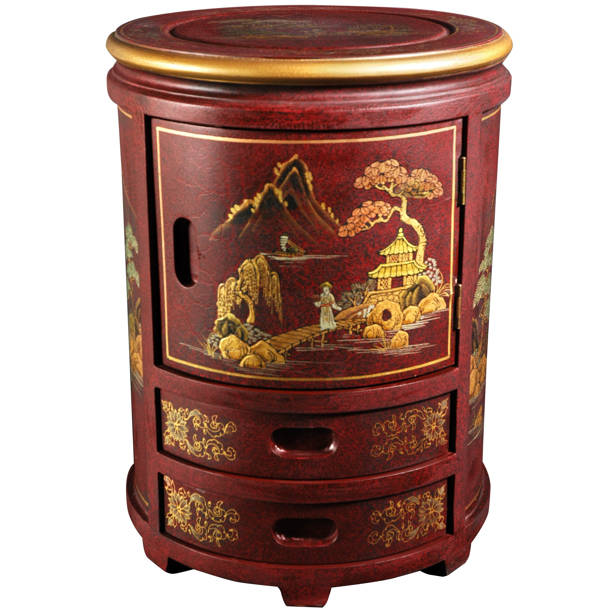 Oriental Furniture Japanese End Table with Storage & Reviews Perigold